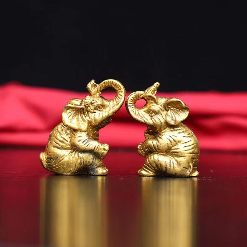 Small Brass Elephant Ornaments – Modern Living Room Decor Gift