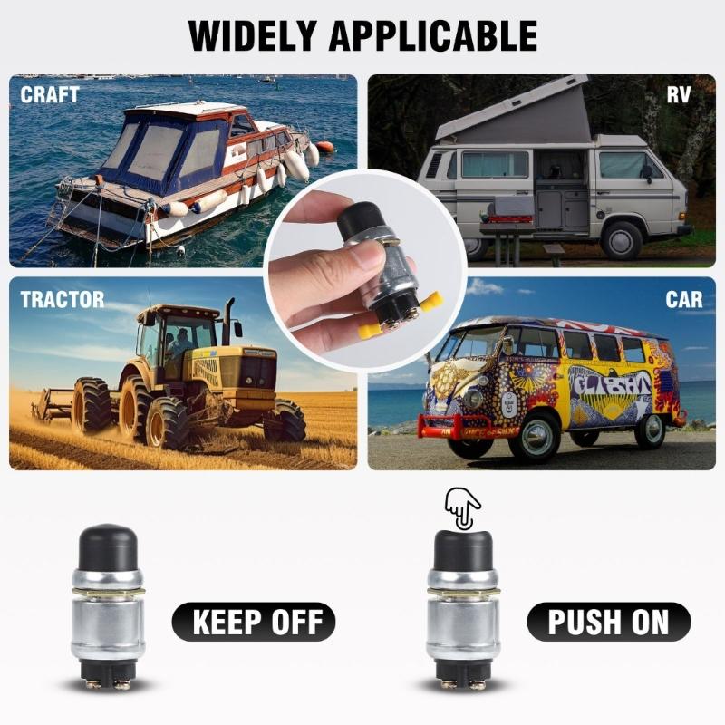 Universal 50A Waterproof Engine Start Button Set Waterproof Engine Start Push Button Set for 12V/24V Vehicle Systems