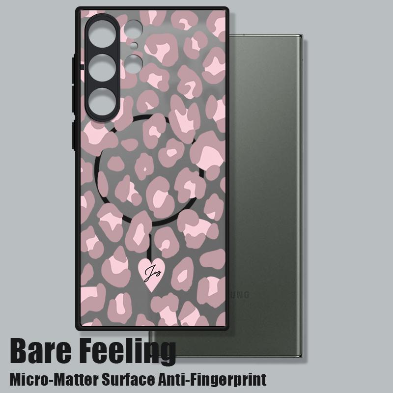 Leopard Print Matte Magnetic Case For Samsung Galaxy S26 S25 Ultra Plus S24 S23 S25 FE S22 Ultra For Magsafe Hard Phone Cover