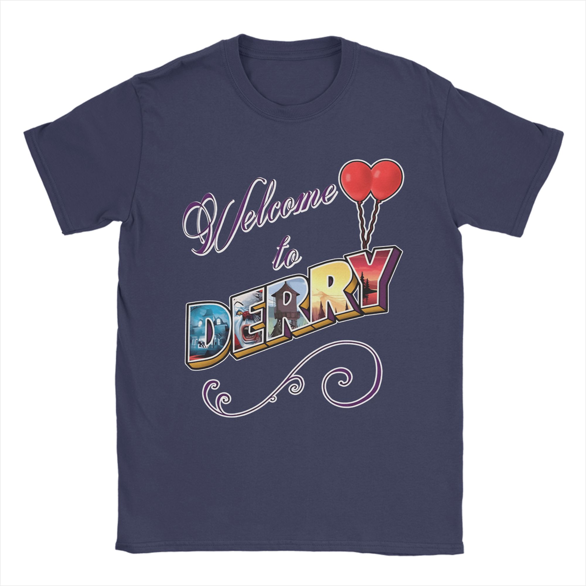

2026 Men Welcome To Derry Horror TV Show T Shirts Pure Cotton Tops Funny Short Sleeve Crew Neck Tee Shirt Plus Size TShirt 4XL