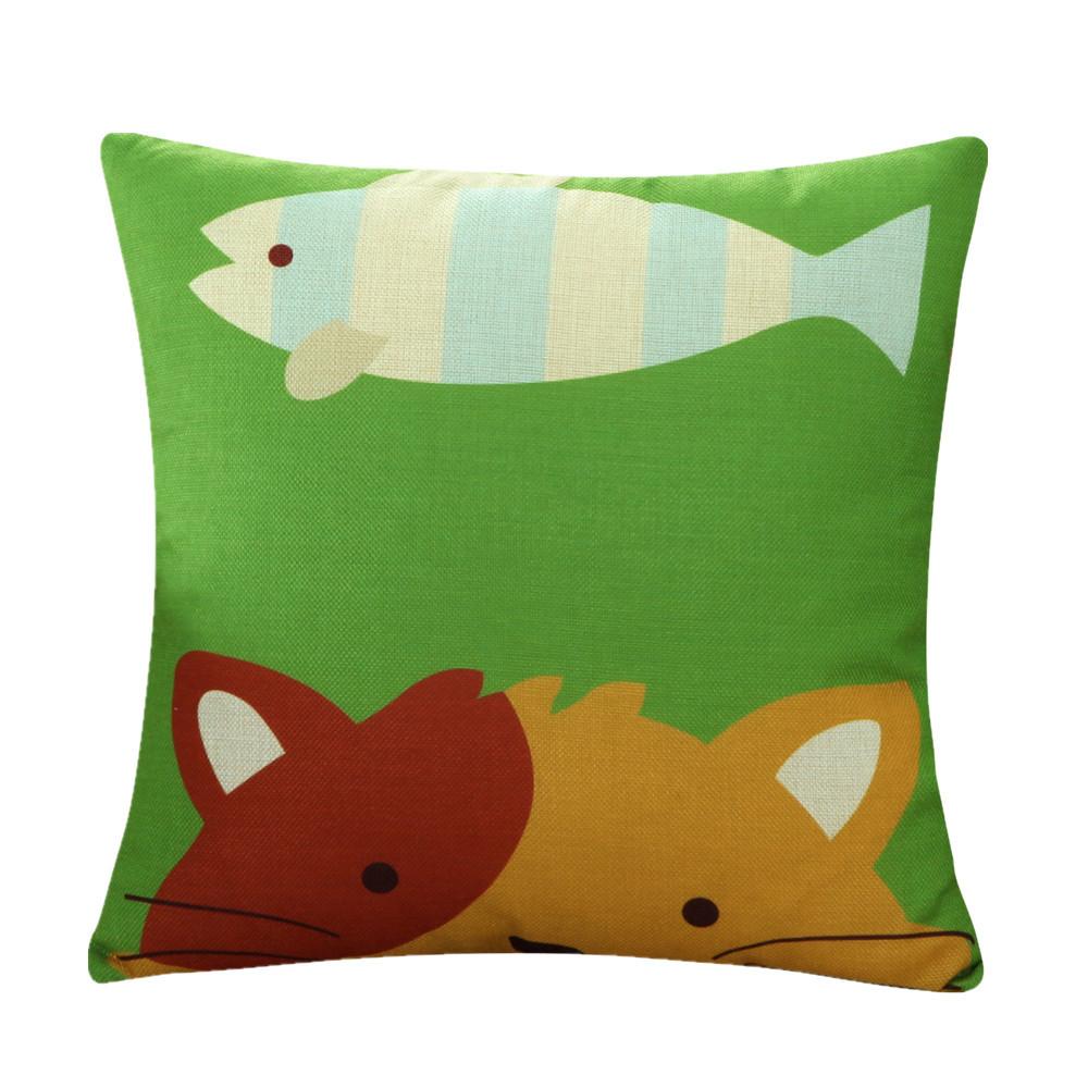 45x45cm Cartoon Animal Printed Cushion Cover Home Living Room Sofa Pillow Case Children Bedroom Decoration