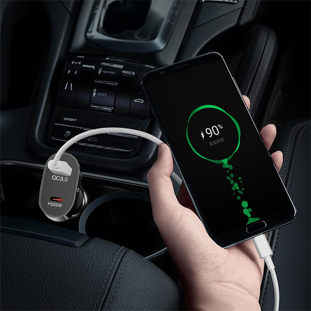 Car Charger USB PD 25W Fast Charging For Xiaomi Huawei iPhone Car Phone Adapter Socket Cigarette Lighter For Volvo RDESIGN