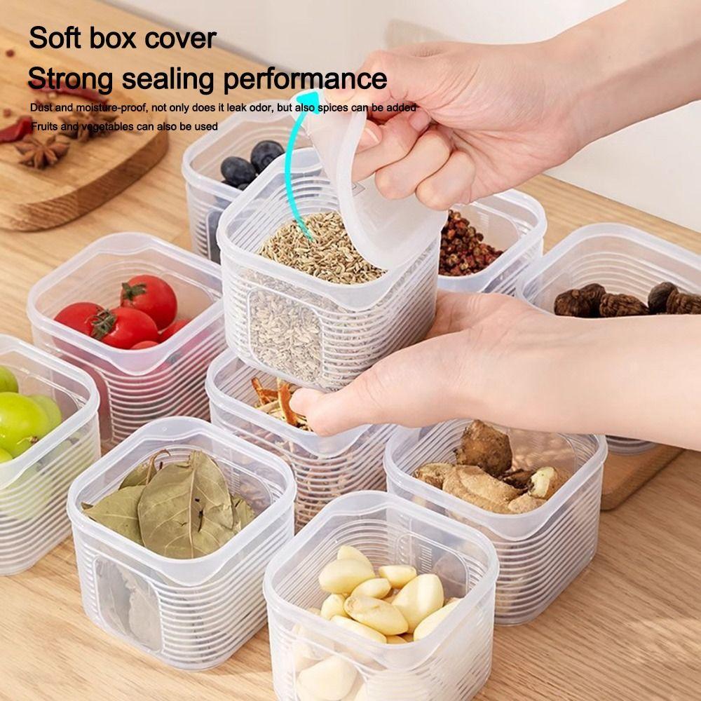 1/7pcs Plastic Refrigerator Storage Box with Lid Condiment Boxes Safe Trasparent Crisper