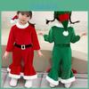 Festive Christmas Kids Girls Plush Flared Pants Suit With Santa Hat Tree Hat