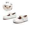 Leather bow Mary Jane women's shoes autumn new light mouth pearl Velcro single shoes versatile small leather shoes