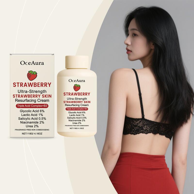 Oceaura Exfoliating Moisturizer With Niacinamide Salicylic Acid Strawberry Glow Body Cream Smooth Skin Non Greasy Hydrating