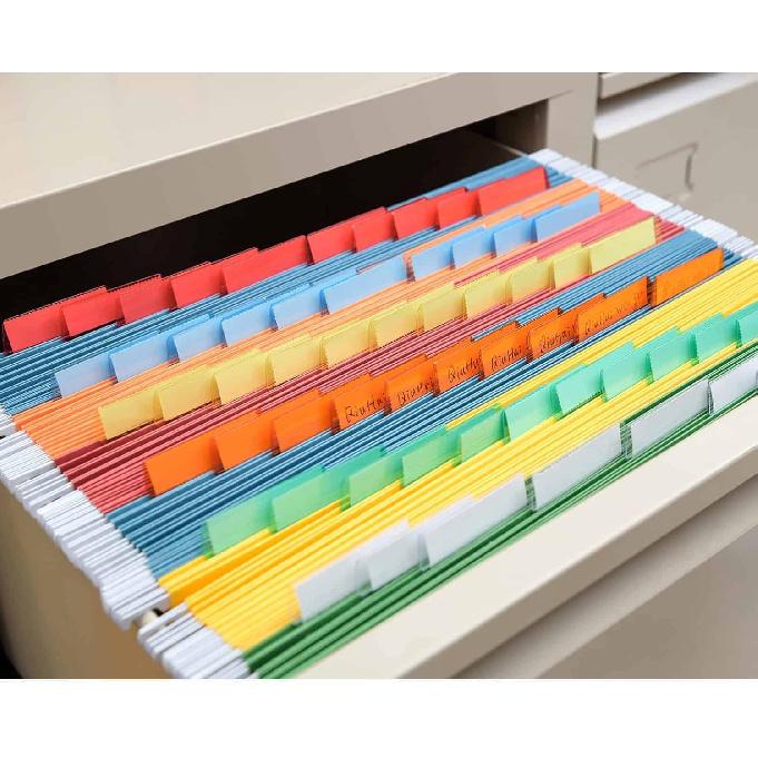 File Folder Tabs, Paxcoo 50 Sets Hanging File Folder Tabs and erts, Plastic Tabs for Hanging Folders, Multicolor