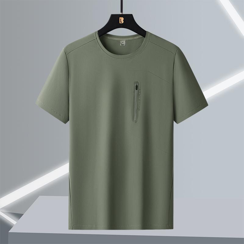 T-shirt Men's Short-sleeved Ice Silk Large Size Round Neck Quick-drying Stretch Short-sleeved T-shirt L-7XL