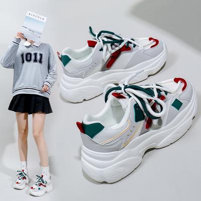 INS Síťovaný povrch v korejském stylu Nízké boty táta Dámské Jaro Nové Prodyšné Student Sportovní Výška Zvyšování Volný čas K5015