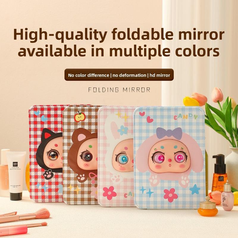 Folding Makeup Mirror, Desktop Makeup Mirror, Student Dormitory Standing Dressing Mirror, Portable Folding Flip Cover Mirror