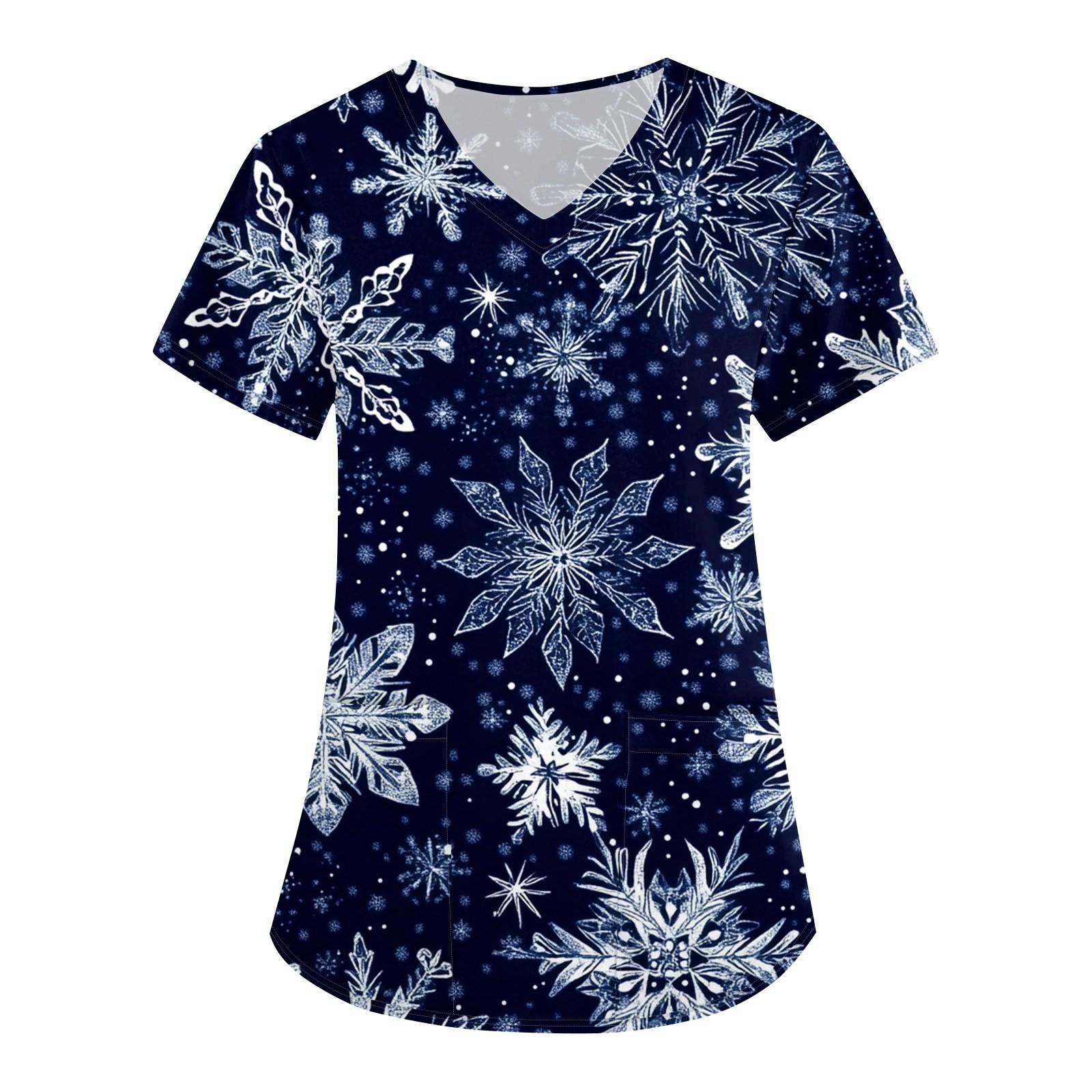 

Женский модный комбинезон с короткими рукавами и V-образным вырезом, с карманами и рождественским принтом XXXXL циан