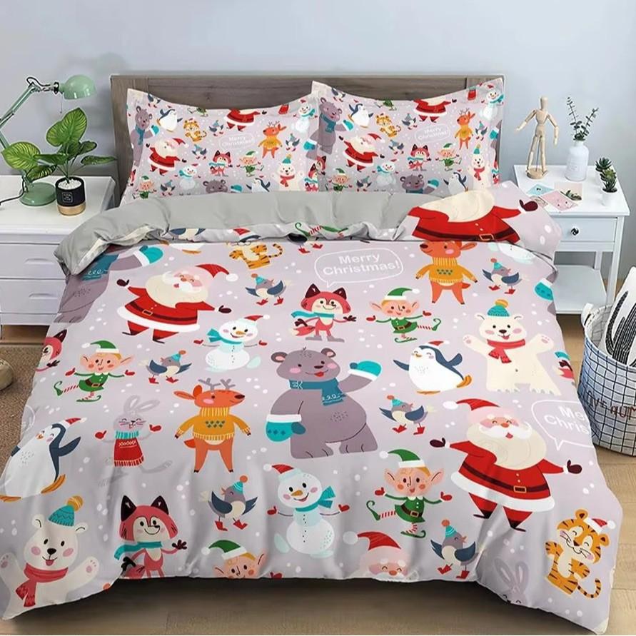 Christmas Snowman Down Comforter Set Bedding Set 3-piece Duvet Cover Set