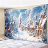 Christmas Tapestry Winter Snow Scene Wall Hanging, Holiday Decor for Bedroom Living Room, Cozy Festive Backdrop for Xmas