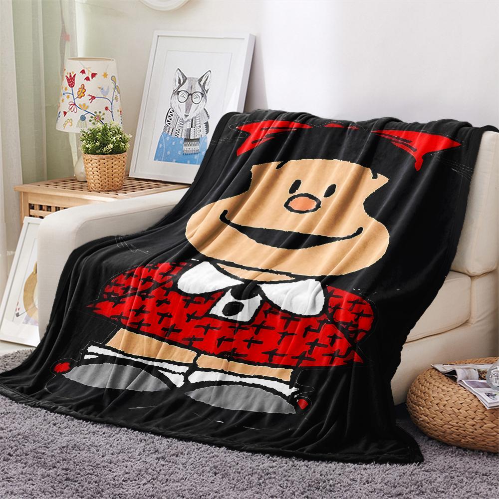 1PC Mafalda Print Flannel Blanket, High Quality All Seasons, Home Decor, Warmth and Comfort, Perfect for Christmas Gifts