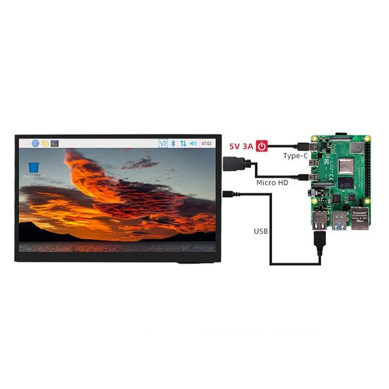 A96I-10.1 Inch Touchscreen Monitor For Raspberry Pi 5/4B, IPS 1024X600, Dual Speakers, Compatible With Various Devices And OS