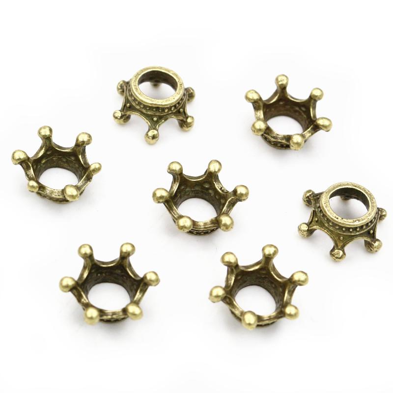 20pcs 14.5x6mm Alloy Loose Spacer Crown Beads Gold Silver Bronze Color Charms Beads for DIY Jewelry Making Bracelet Accessories