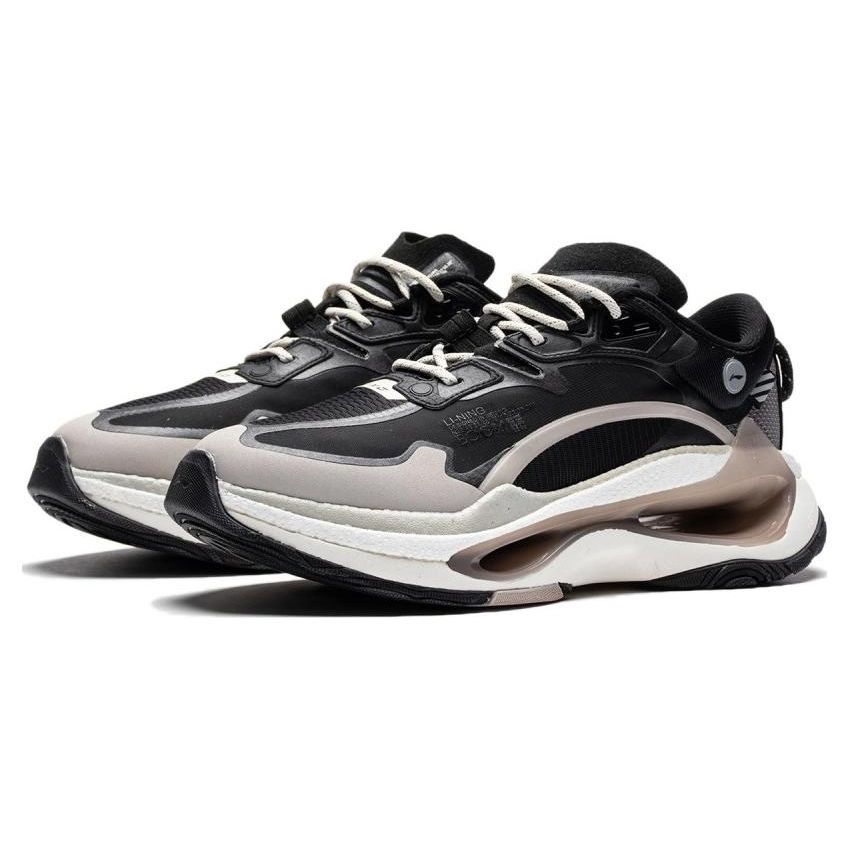 Li Ning Beyond Infinity Fabric TPU Shock Absorbing Non-Slip Wear-Resistant Lightweight Low-Top Casual Shoes Men Casual Shoes Black Gray AZGS053-2