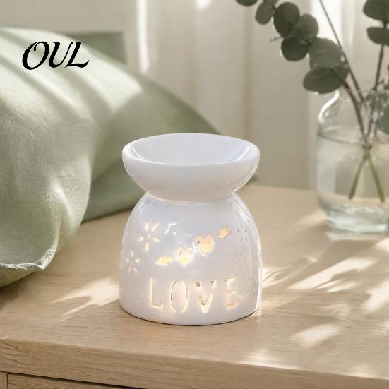Ceramic Aromatherapy Burner Tealight Candle Holder, Essential Oil Wax Melt Burners, Modern Home Decor Accents Aroma Diffuser for Bedroom Christmas