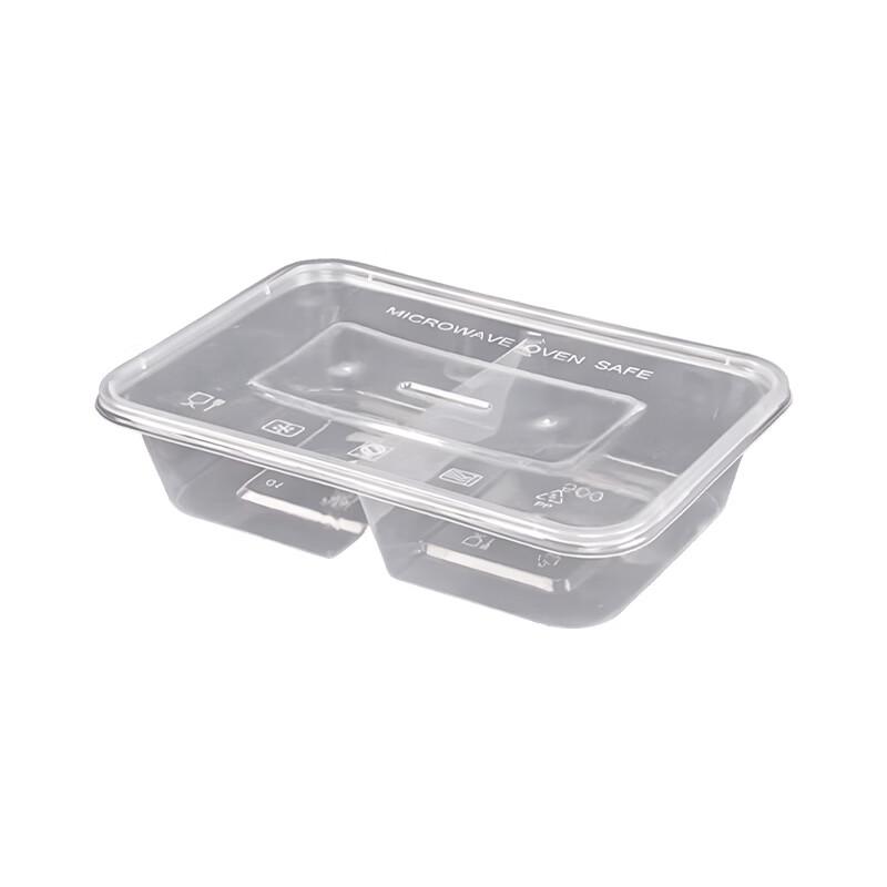 Jiwanggu Disposable 500ml 2-Compartment Food Containers with Lids