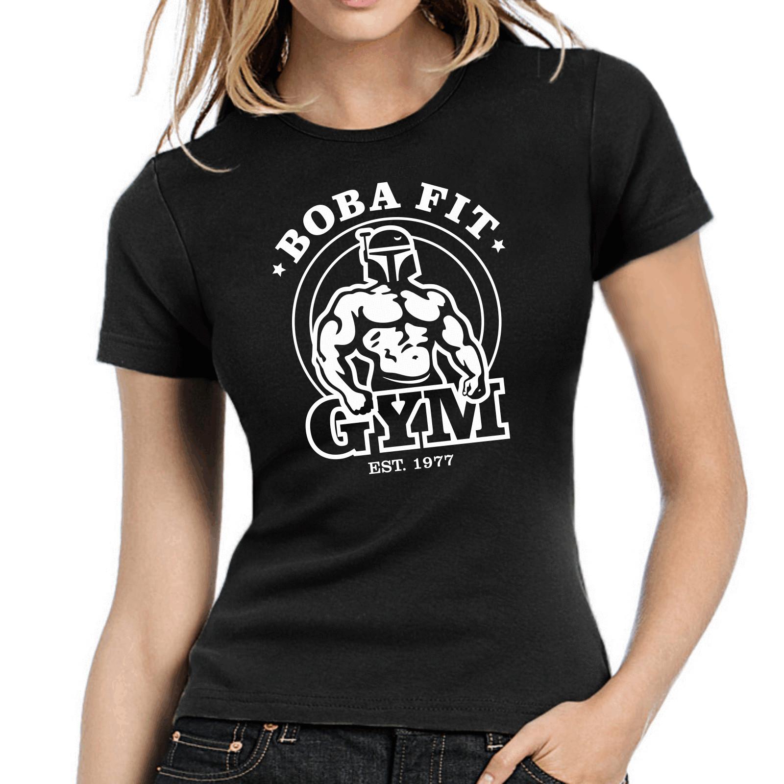 Boba Fit Boba Fett Star Wars Satire Gym Fun Jedi Comedy Womens Girlie T-Shirt Mens Womens Tees Top S