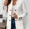 Spring Autumn Winter Fashion Plain Textured Double Breasted Cardigan Decorative Inner Pocket Long Sleeves