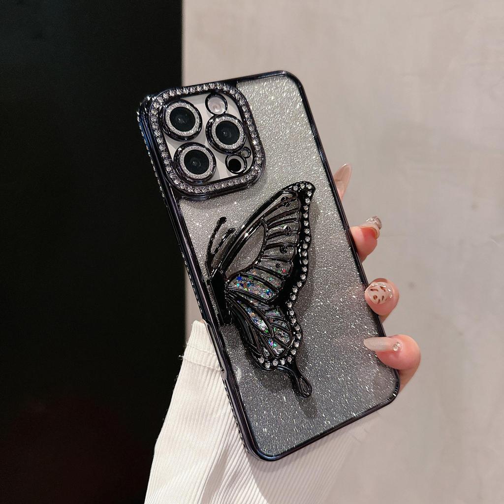 Quicksand Butterfly Rhinestone Glitter Phone Case for iPhone 17/16/14/13 Pro Max