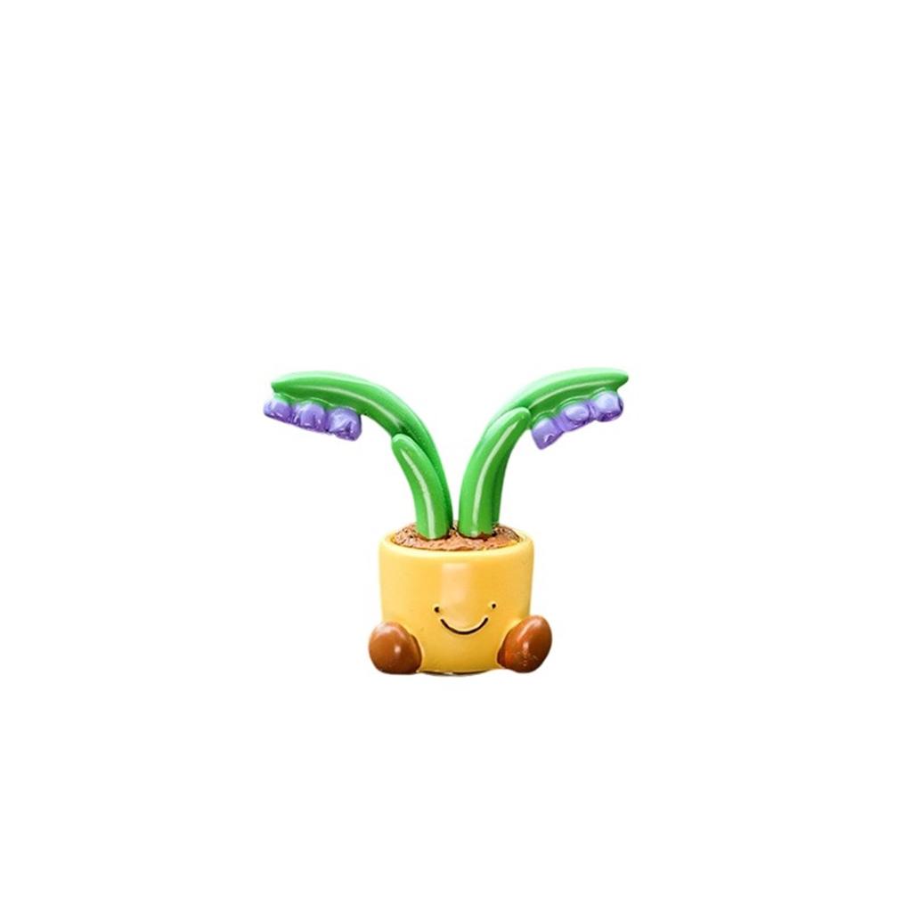 Flower Pot Small Ornament Desktop Cute Cartoon Potted Plant Car Interior Center Console Resin Car Decoration