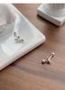 S999 Sterling Silver Small Bow Bead Stud Earrings for Women - Simple, Sweet Jewelry
