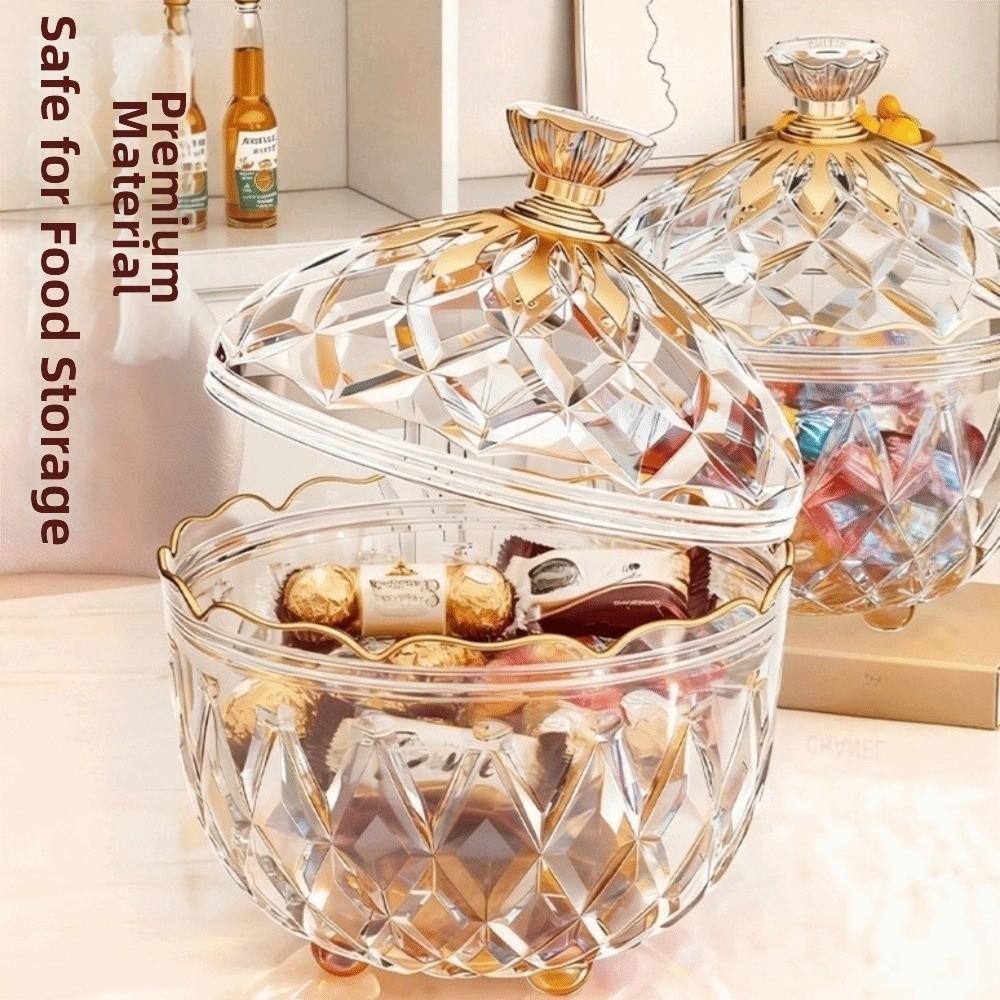 Elegantní průhledná dóza na bonbóny, prachotěsný pohárek na bonbóny, křišťálová dóza na svačiny, úložný prostor na svačiny