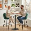 Set of Two Velvet-Feel Lotus Bar Stools - Dark Green