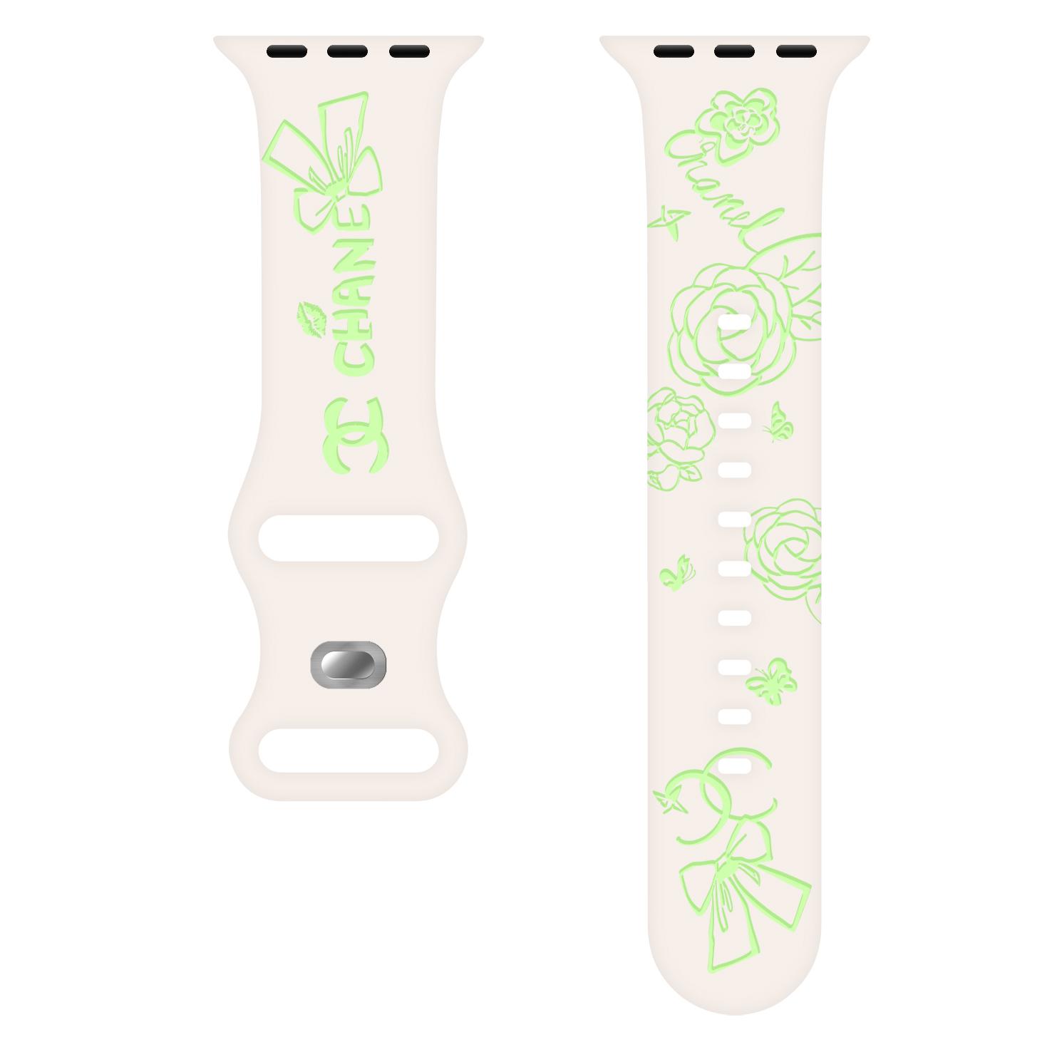 

Ремешок с гравировкой для Apple Watch Band 46 мм 40 мм 44 мм 41 мм 49 мм 45 мм 38 мм 42 мм Силиконовый браслет для iwatch series 10 9 7 se 6 5 4 8 ultra Series10 46mm зелёный