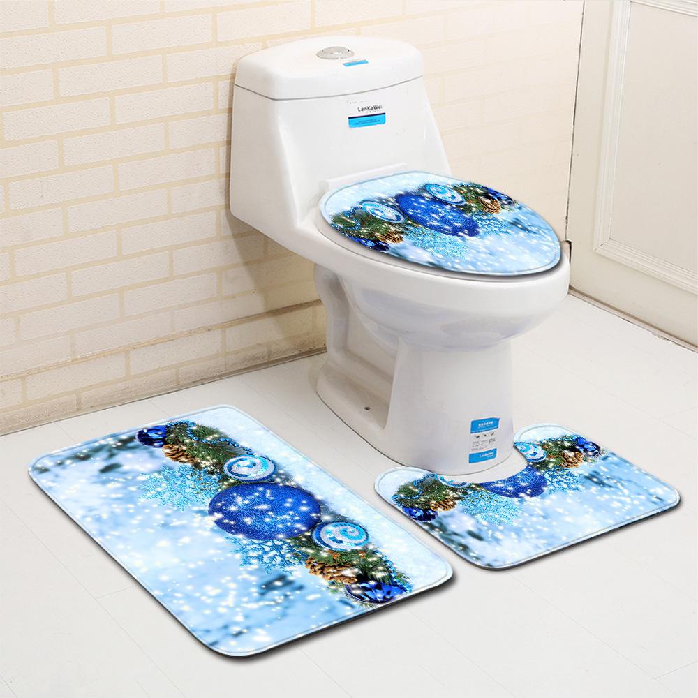 Christmas Bathroom Floor Mat Toilet Three-Piece Set