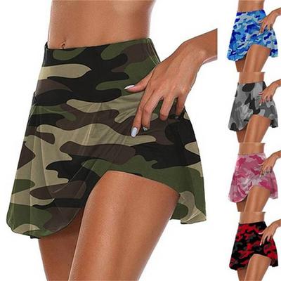 Damenmode Camouflage Print Sportrock Laufen Lässig Fitness Base Kurzer Rock Yoga Sicherheitshose