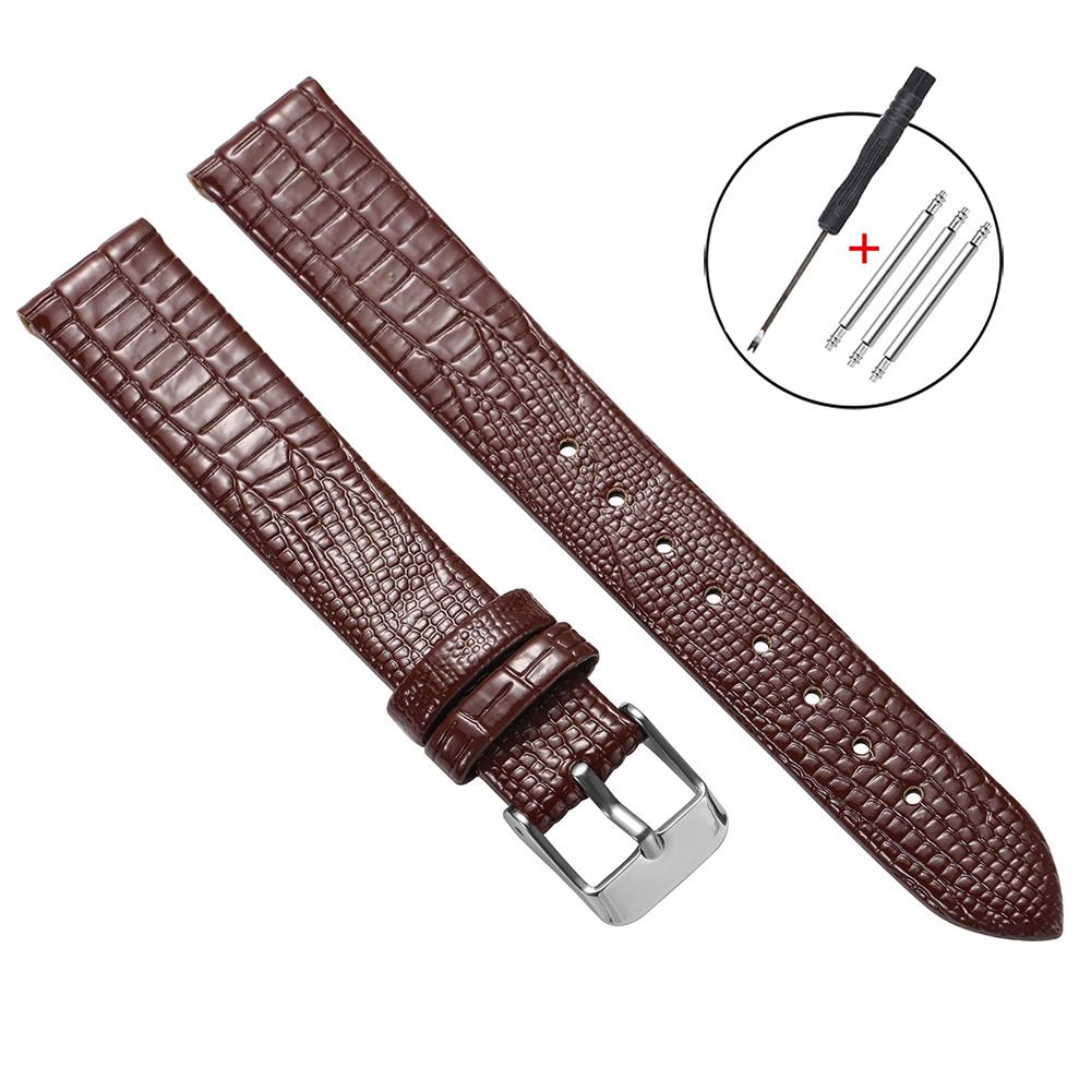 Silm Leather Watch Strap Universal 8/10/12/14/16mm Straps Soft Glossy Leather Bands Women Ultra-thin Wrist Belt with Pin Buckle
