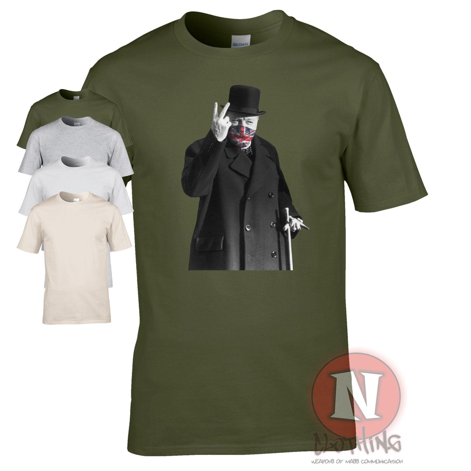 Winston Churchill face mask T-Shirt. Do the right thing and wear a mask, Winston would. L