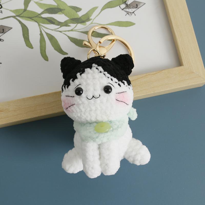 Funny Kitten Doll Crochet Keyrings Handmaking Crochet Cat Doll Keychain For Bag Pendant Kawaii Kitten Keychain Creative Gifts