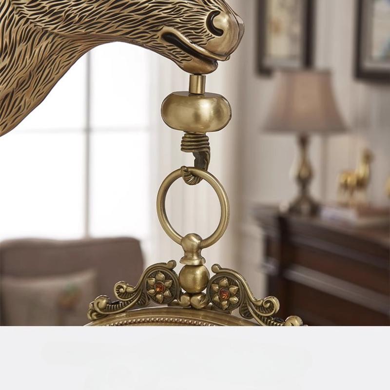 Retro Deer Head Double-Sided Hanging Clock Metal Dial And Mirrored Glass Clock Artistic Decoration In Guest Rooms Clock Watch