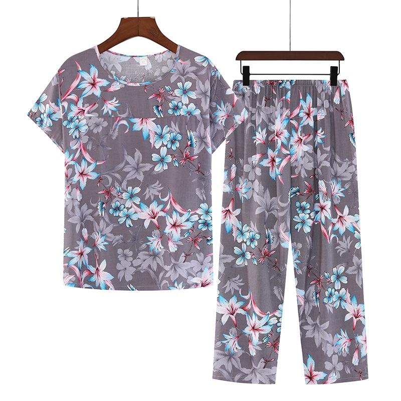Summer Women's Cotton Pajamas Women's Thin Short Sleeve Set Plus Size Women's Loungewear Can Be Breathable and Antibacterial Sleepwear