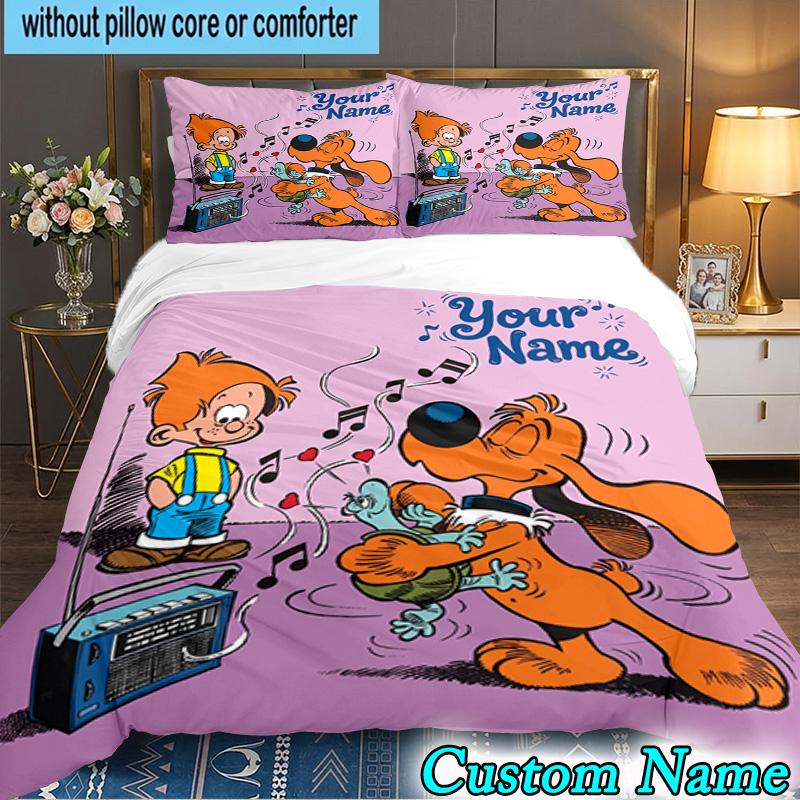 Custom Name 3PCS Dog Boule Bedding Set,Including  Duvet Cover And 2pcs Pillowcases Perfect for Bedroom,Dormitory,Fan Christmas gift