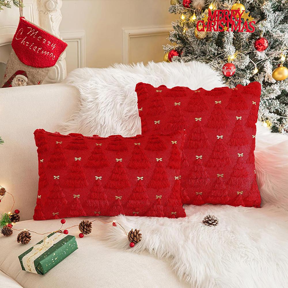 Christmas Plush Pillow Cover With Geometric Snowflake Design For Home Decor And Gift