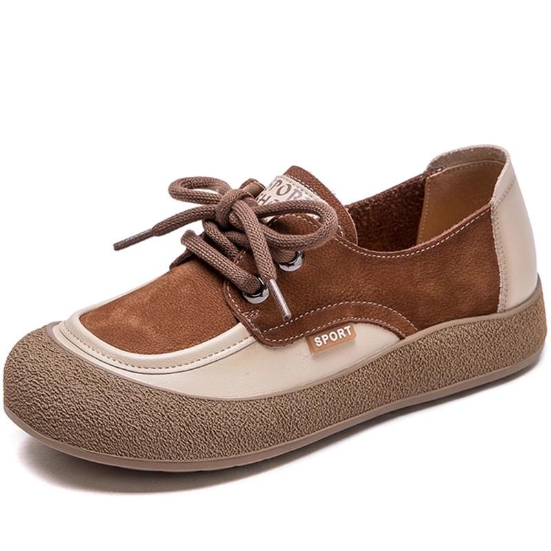 

Модная весенне-осенняя женская обувь из натуральной кожи в стиле ретро на шнуровке, одинарная обувь из коровьей кожи на мягкой подошве 40