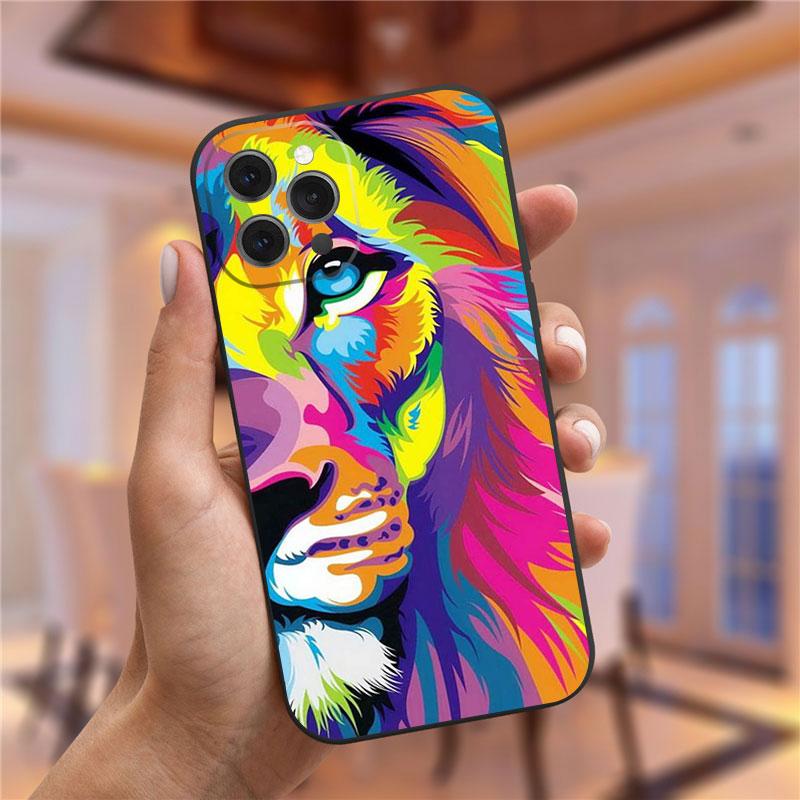 Hayvan Aslan Kurt Kaplan leopar Yumuşak Silikon Kılıf iPhone 11 12 13 Pro XS Max XR XS 7 Plus 8 Plus 6 6s SE 2020 12 Mini Kılıf