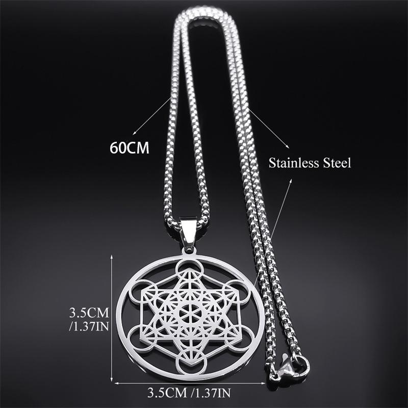 Metatron Angel Seal Geometric Kabbalah Garden Stainless Steel Unisex Necklace