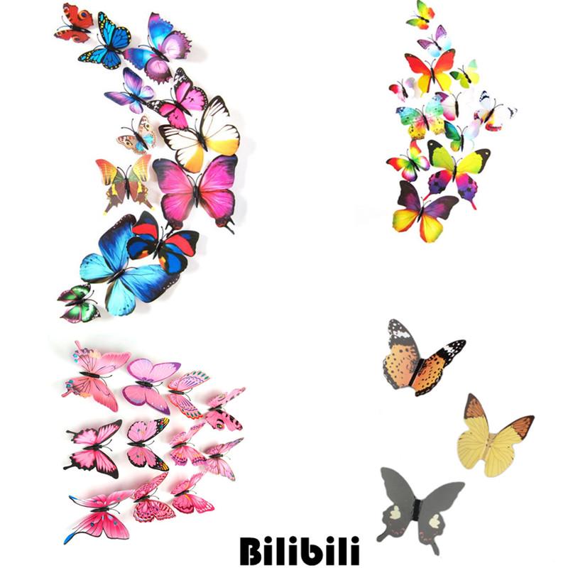 Buy BB 12 Pcs 3D Hollow Wall Stickers Butterfly Fridge for Home