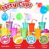 8/16 ks Barevný Párty Kelímek s Víčkem proti Rozlití a Brčkem - Ideální Dětské Kelímky pro Léto, Cestování na Dovolenou