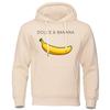 Unisex Hooded Sweatshirt With Banana Print Casual Streetwear Loose Fit Cotton-Lined Pullover Fall