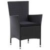 5 Piece Garden Dining Set with Cushions Poly Rattan Black