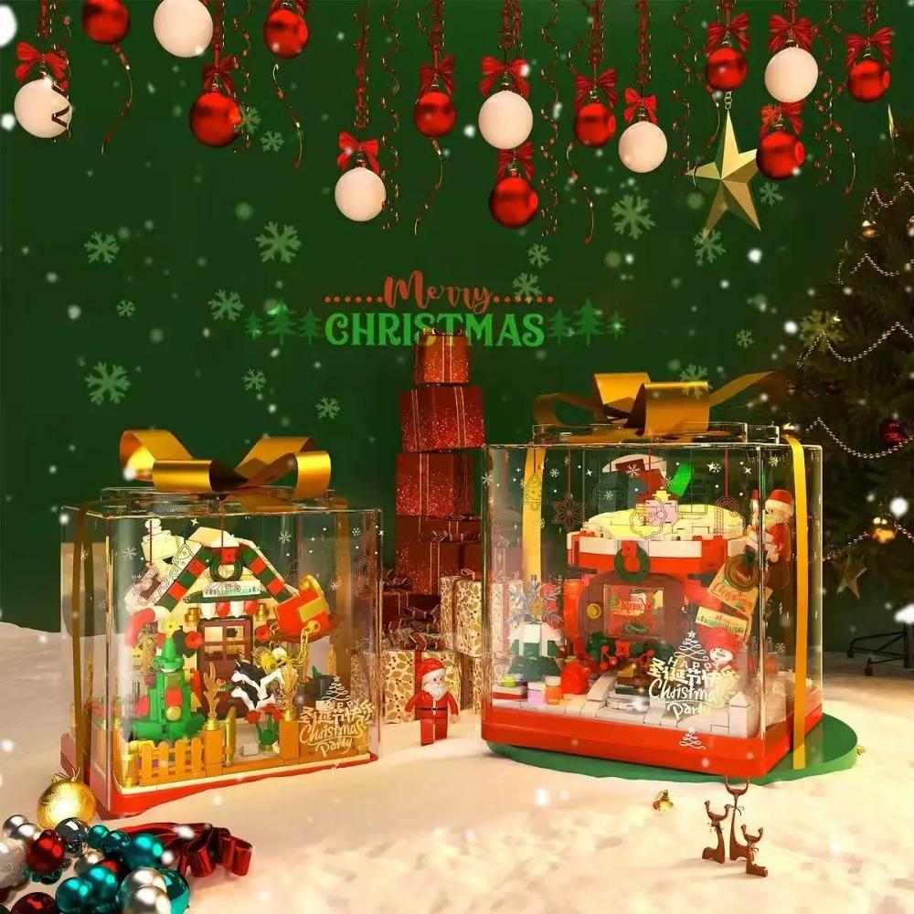 Christmas gingerbread house model building assembly, Christmas apple building blocks toys, children's holiday gift.