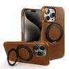 Luxury 360° Rotating Magnetic Holder Genuine Leather Case For 15 Pro Max 16Pro 14Pro 13 12 11 Magsafe Charging Back Cover