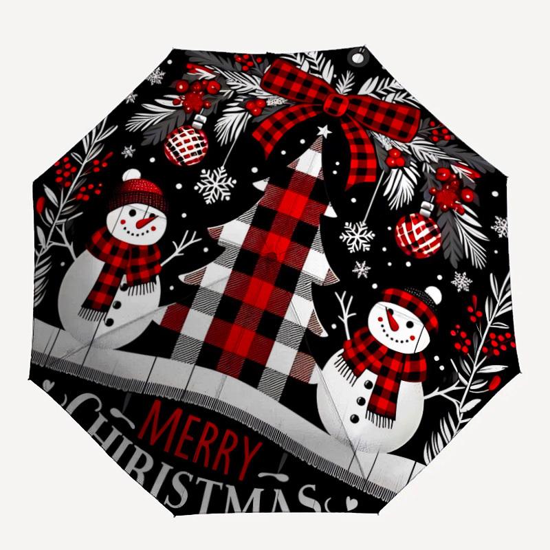 

1pc Christmas Snowman Umbrella - 8-Rib Automatic Open/Close, Fashionable Compact Umbrella for Outdoor Adventures yy250813156